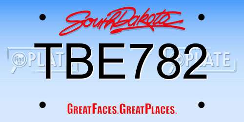 TBE782 South Dakota License Plate