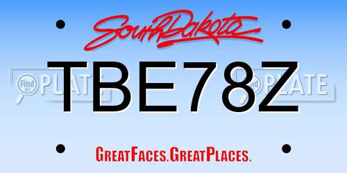 TBE78Z South Dakota License Plate