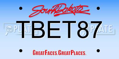 TBET87 South Dakota License Plate