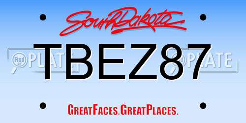 TBEZ87 South Dakota License Plate
