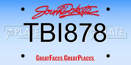 TBI878 South Dakota License Plate