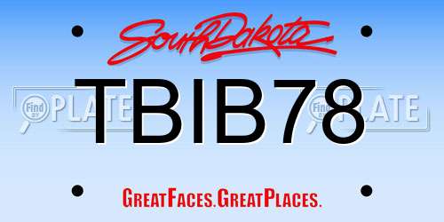 TBIB78 South Dakota License Plate