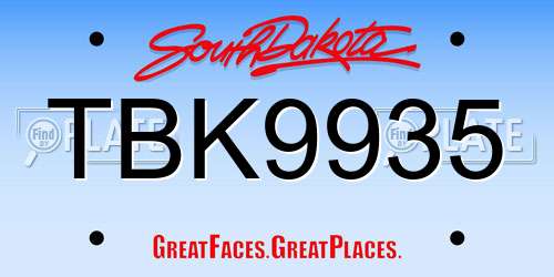 TBK9935 South Dakota License Plate