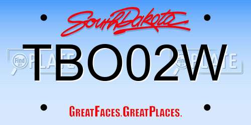 TBO02W South Dakota License Plate