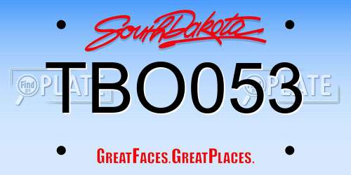 TBO053 South Dakota License Plate