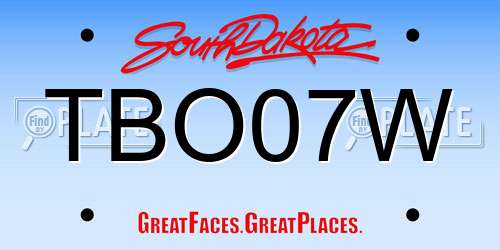 TBO07W South Dakota License Plate