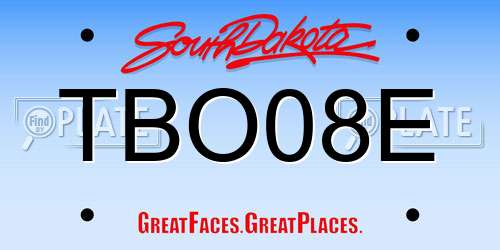 TBO08E South Dakota License Plate