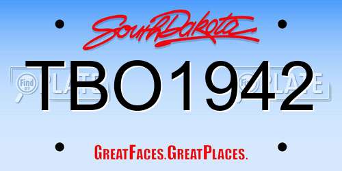 TBO1942 South Dakota License Plate