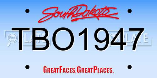 TBO1947 South Dakota License Plate