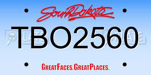 TBO2560 South Dakota License Plate