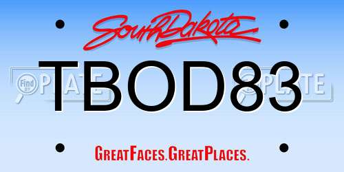 TBOD83 South Dakota License Plate