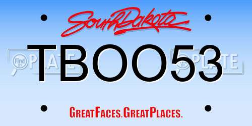 TBOO53 South Dakota License Plate