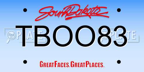 TBOO83 South Dakota License Plate