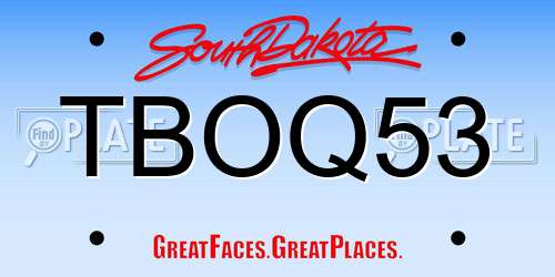 TBOQ53 South Dakota License Plate