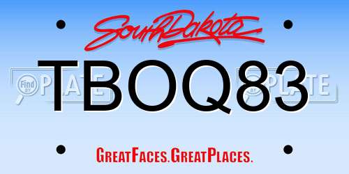 TBOQ83 South Dakota License Plate