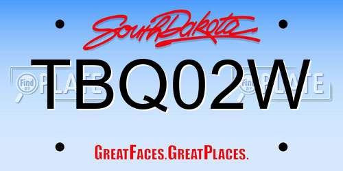 TBQ02W South Dakota License Plate