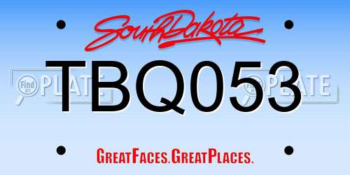 TBQ053 South Dakota License Plate