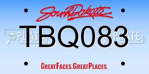 TBQ083 South Dakota License Plate