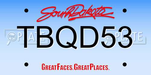 TBQD53 South Dakota License Plate