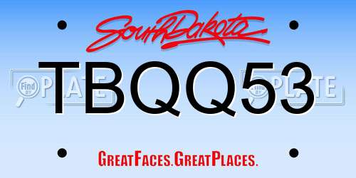 TBQQ53 South Dakota License Plate