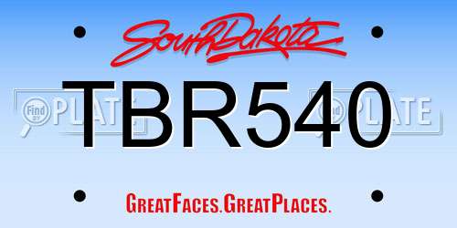 TBR540 South Dakota License Plate