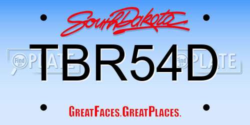 TBR54D South Dakota License Plate