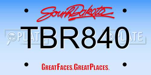 TBR840 South Dakota License Plate