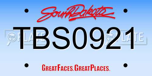 TBS0921 South Dakota License Plate