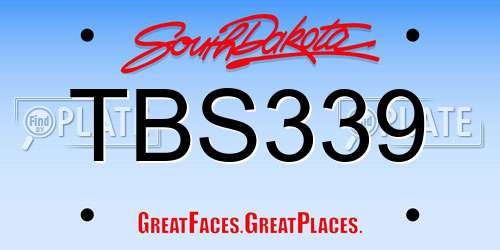 TBS339 South Dakota License Plate
