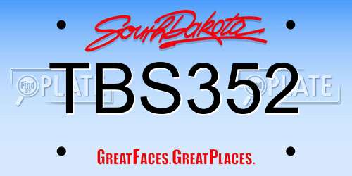 TBS352 South Dakota License Plate