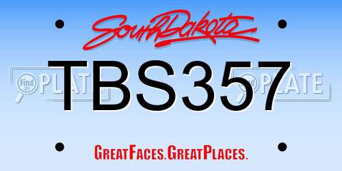 TBS357 South Dakota License Plate