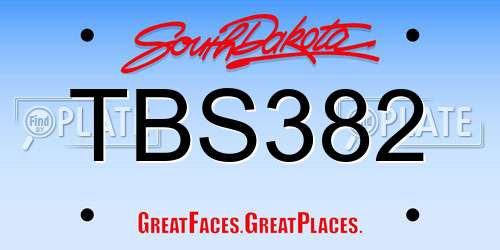 TBS382 South Dakota License Plate