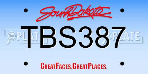 TBS387 South Dakota License Plate