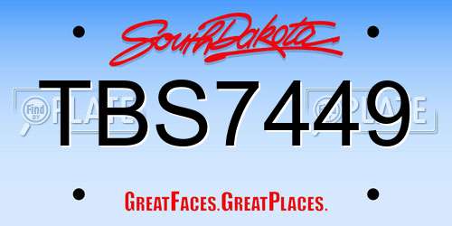 TBS7449 South Dakota License Plate
