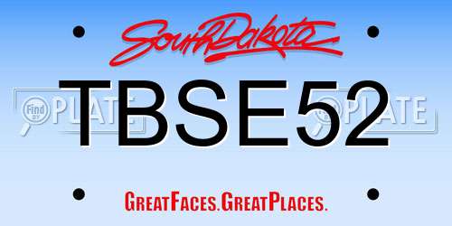 TBSE52 South Dakota License Plate