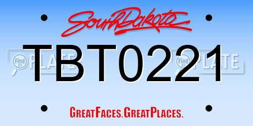 TBT0221 South Dakota License Plate