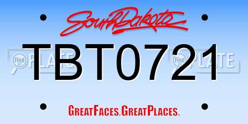 TBT0721 South Dakota License Plate