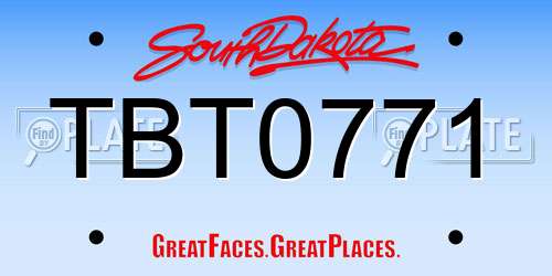 TBT0771 South Dakota License Plate