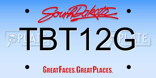 TBT12G South Dakota License Plate