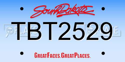 TBT2529 South Dakota License Plate