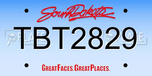 TBT2829 South Dakota License Plate
