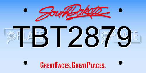 TBT2879 South Dakota License Plate