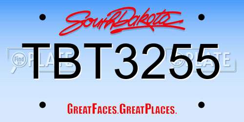 TBT3255 South Dakota License Plate