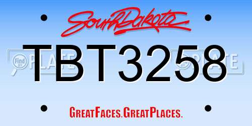 TBT3258 South Dakota License Plate