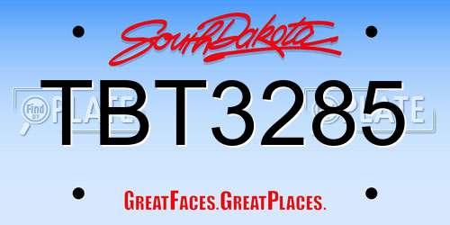 TBT3285 South Dakota License Plate