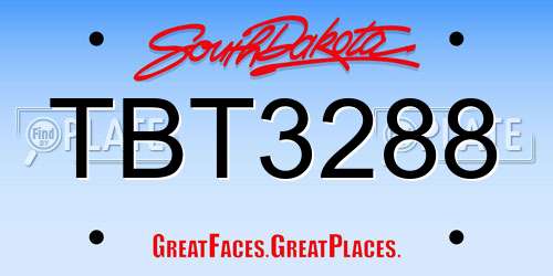 TBT3288 South Dakota License Plate