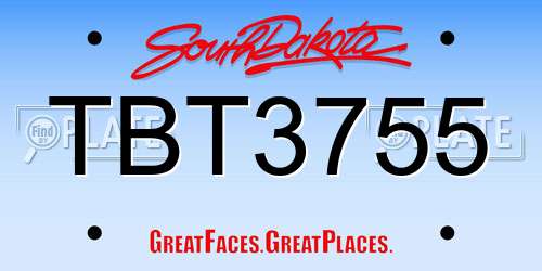 TBT3755 South Dakota License Plate