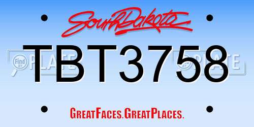 TBT3758 South Dakota License Plate
