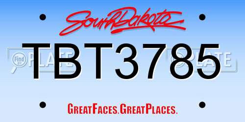 TBT3785 South Dakota License Plate