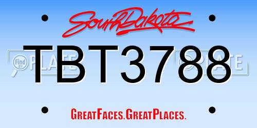 TBT3788 South Dakota License Plate